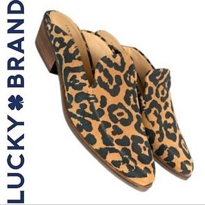 Lucky Brand Margrete Almond Toe Slip On Flats Leopard Animal Print Women's 7M